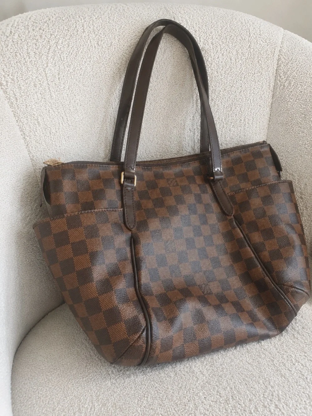 Louis Vuitton Damier Ebene Totally MM Shoulder Tote Bag